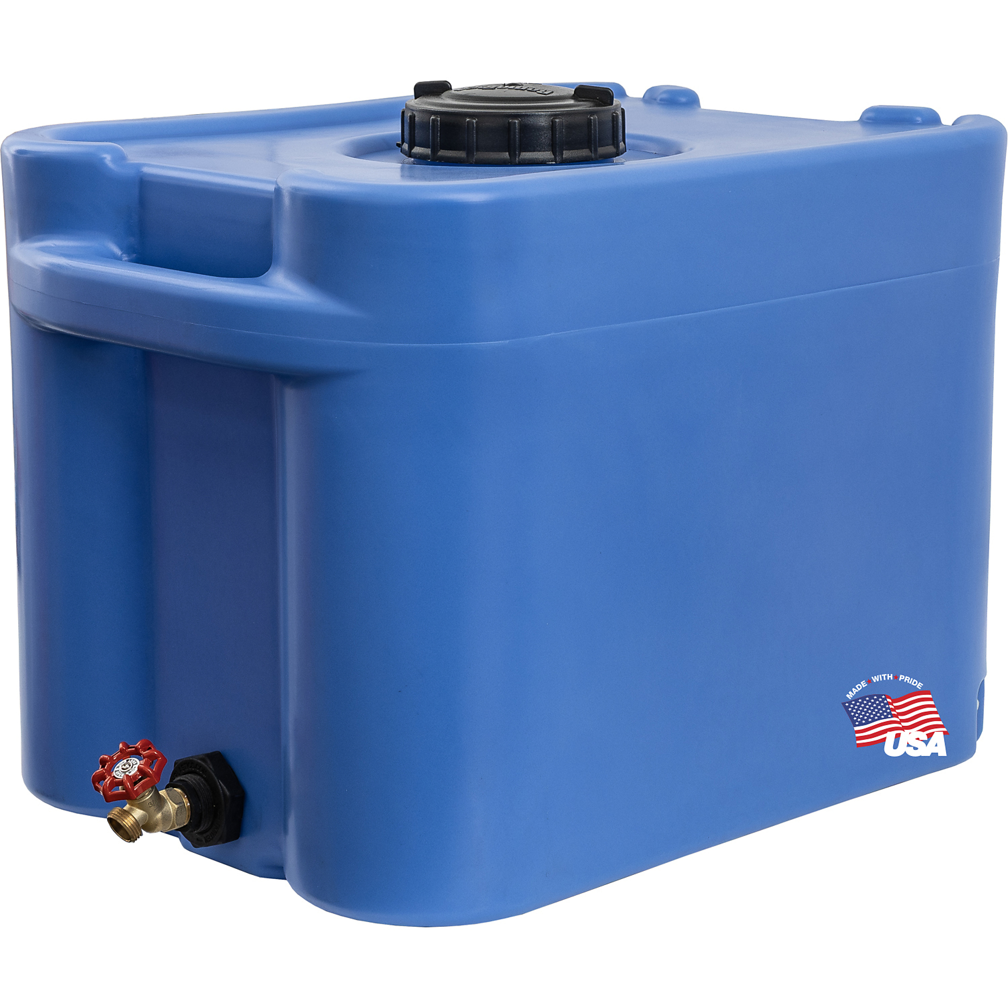 Romotech 82129393 35 Gallon Blue Portable Stackable Water Storage Tank Dispenser with Wheels for Outdoor Camping